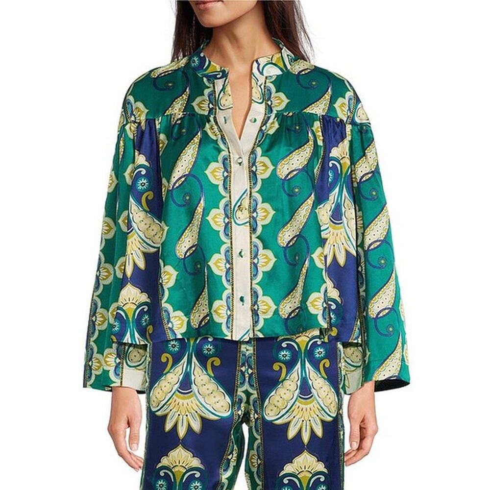Tyler Boe Maeve Cabana SET BEAUTIFUL blouse pants Silk Cotton XL